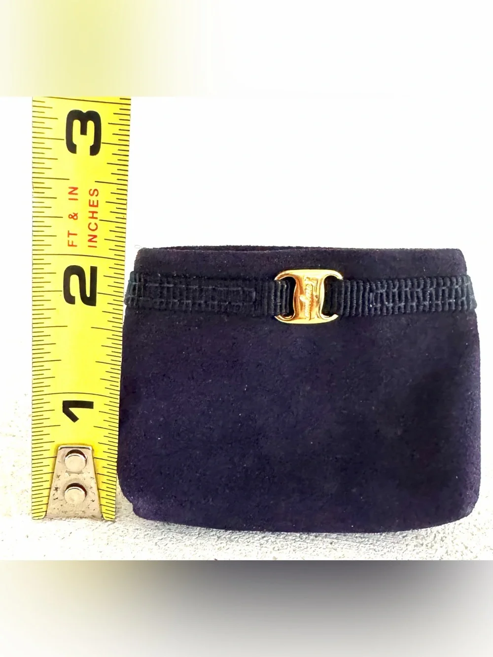 SALVATORE FERRAGAMO Gancini Suede Mini Coin Purse Key Pouch Italy